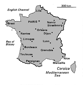 [Country map of France]