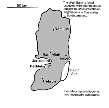 [Country map of West Bank]